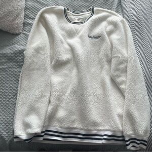 PacSun White Crewneck Sweater with Navy Stripes